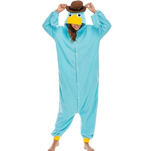 Halloween Christmas Duck Mens Womens Blue Onesie Costumes Kigurumi