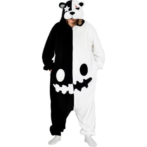 Halloween Christmas Bear Mens Womens  Black And White Onesie Costumes Kigurumi